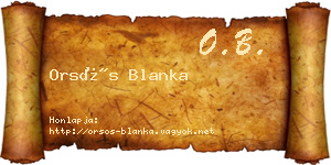 Orsós Blanka névjegykártya