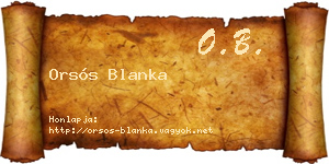Orsós Blanka névjegykártya